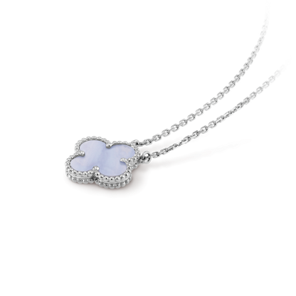 [Angela Jewellery]CLOVER 15MM BLUE CHALCEDONY NECKLACE SILVER