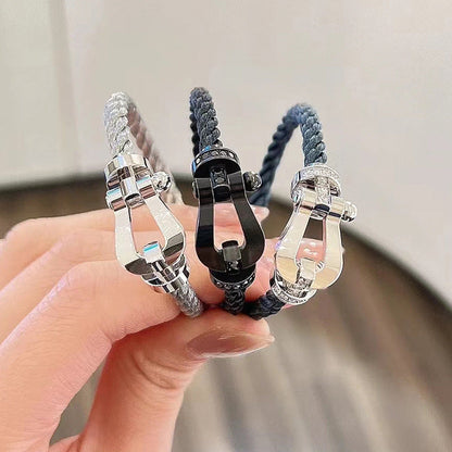 [Angela Jewellery]FORCE LARGE HORSESHOE HALF DIAMOND BRACELET ROSE GOLD