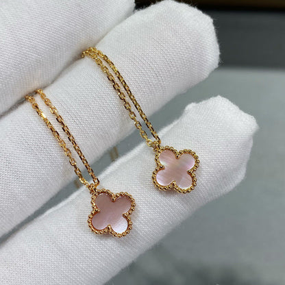[Angela Jewellery]CLOVER 15MM PINK MOTHER-OF-PEARL SINGLE FLOWER NECKLACE