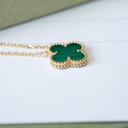 [Angela Jewellery]CLOVER 15MM MALACHITE SINGLE FLOWER  NECKLACE
