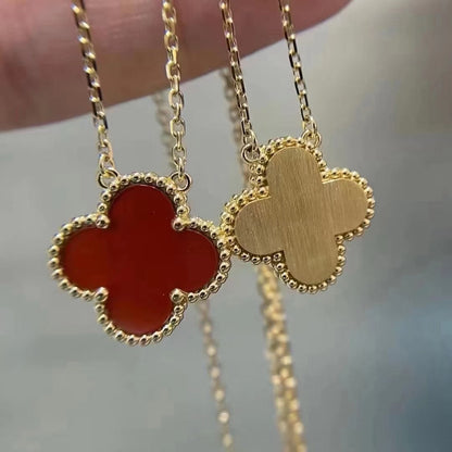 [Angela Jewellery]CLOVER 15MM CARNELIAN SINGLE FLOWER NECKLACE