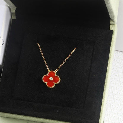 [Angela Jewellery]CLOVER 15MM DIAMOND CARNELIAN NECKLACE