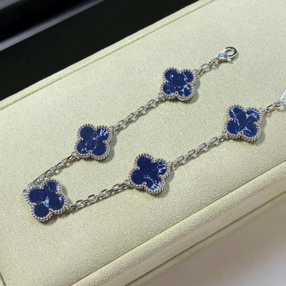 [Angela Jewellery]CLOVER 5 MOTIF PIETERSITE SILVER BRACELET