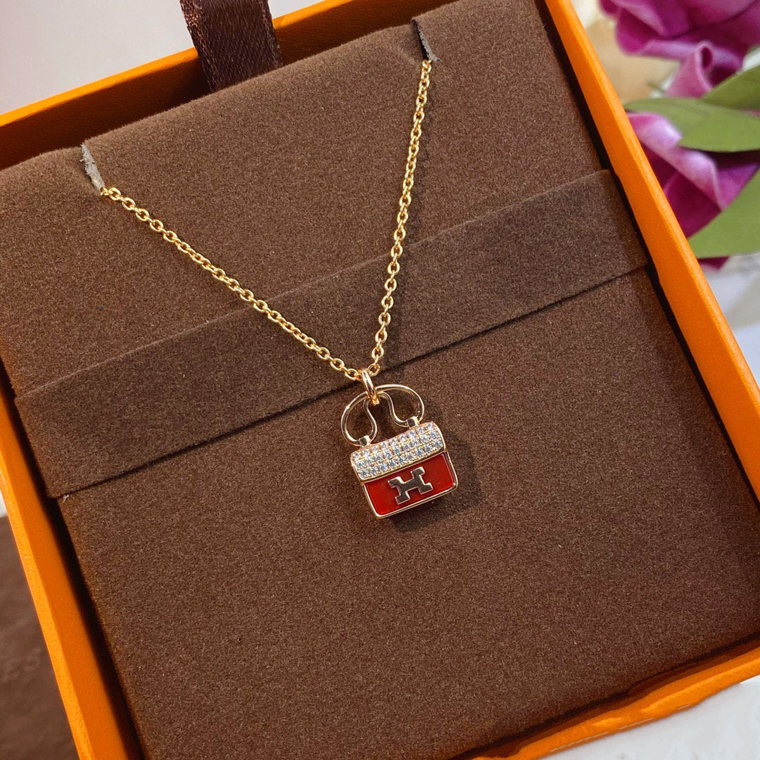 [Angela Jewellery]CONSTANCE RED PEDANT PINK GOLD NECKLACE