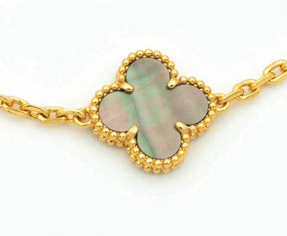 [Angela Jewellery]CLOVER 5 MOTIF GRAY MOP DIAMOND BRACELET