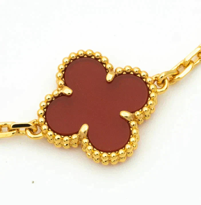[Angela Jewellery]CLOVER  5 MOTIFS CARNELIAN GOLD BRACELET