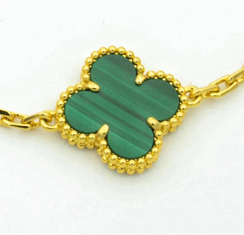 [Angela Jewellery]CLOVER  5 MOTIF MALACHITE DIAMOND BRACELET