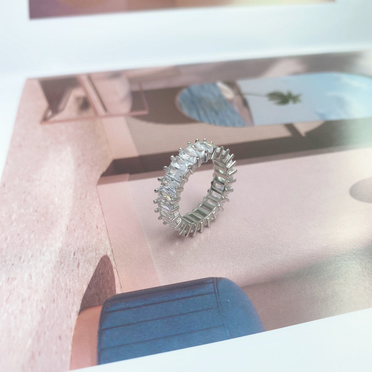 Angela Jewelry]Unique Colorful Radiant Cut RIng