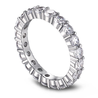 Angela Jewelry]Sparkling Round Cut Tennis Ring