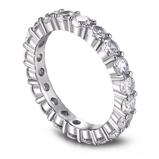 Angela Jewelry]Sparkling Round Cut Tennis Ring