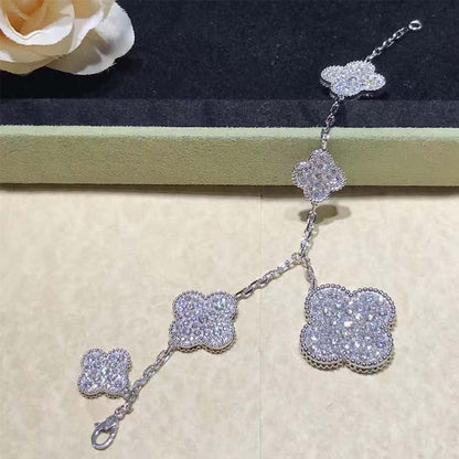 [Angela Jewellery]CLOVER 6 MOTIFS SILVER DIAMOND BRACELET