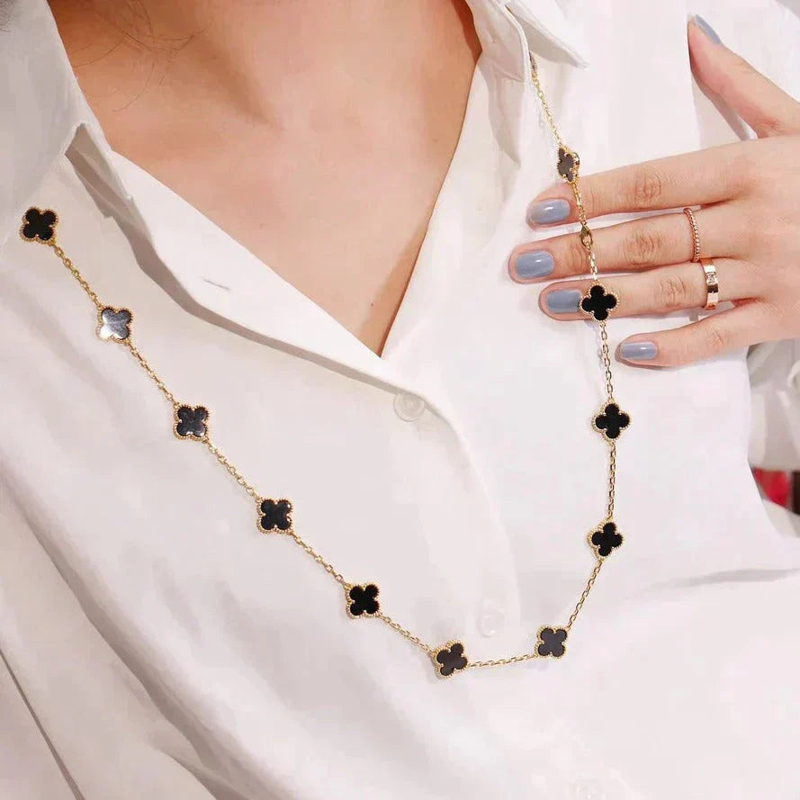 [Angela Jewellery]CLOVER 20 MOTIFS ONYX NECKLACE