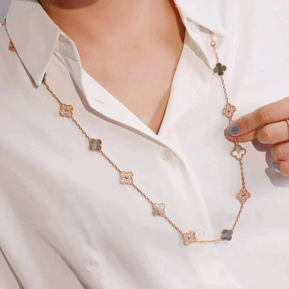 [Angela Jewellery]CLOVER 20 MOTIFS DARK MOP DIAMOND  NECKLACE
