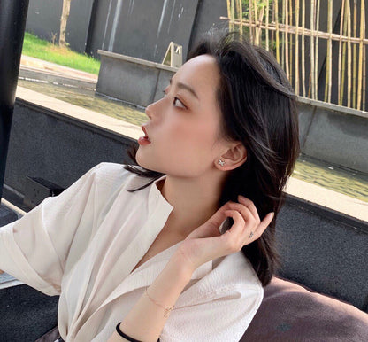 [Angela Jewellery]JEUX DE WHITE MOP ROSE GOLD DIAMOND EARRINGS