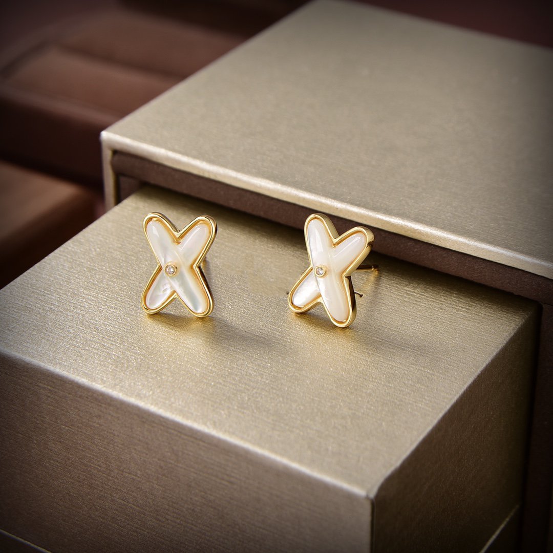 [Angela Jewellery]JEUX DE WHITE MOP GOLD DIAMOND EARRINGS