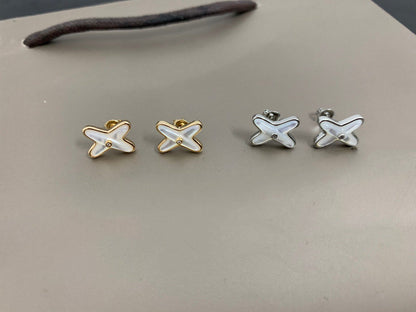 [Angela Jewellery]JEUX DE WHITE MOP SILVER DIAMOND EARRINGS