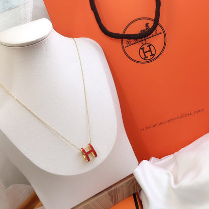 [Angela Jewellery]HM CLIC RED ENAMEL GOLD NECKLACE