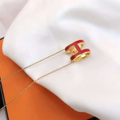[Angela Jewellery]HM CLIC RED ENAMEL GOLD NECKLACE