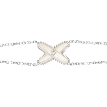 [Angela Jewellery]JEUX BRACELET WHITE MOP SILVER 1 DIAMOND
