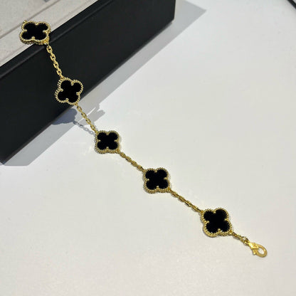 [Angela Jewellery]CLOVER  5 MOTIFS BLACK ONYX BRACELET