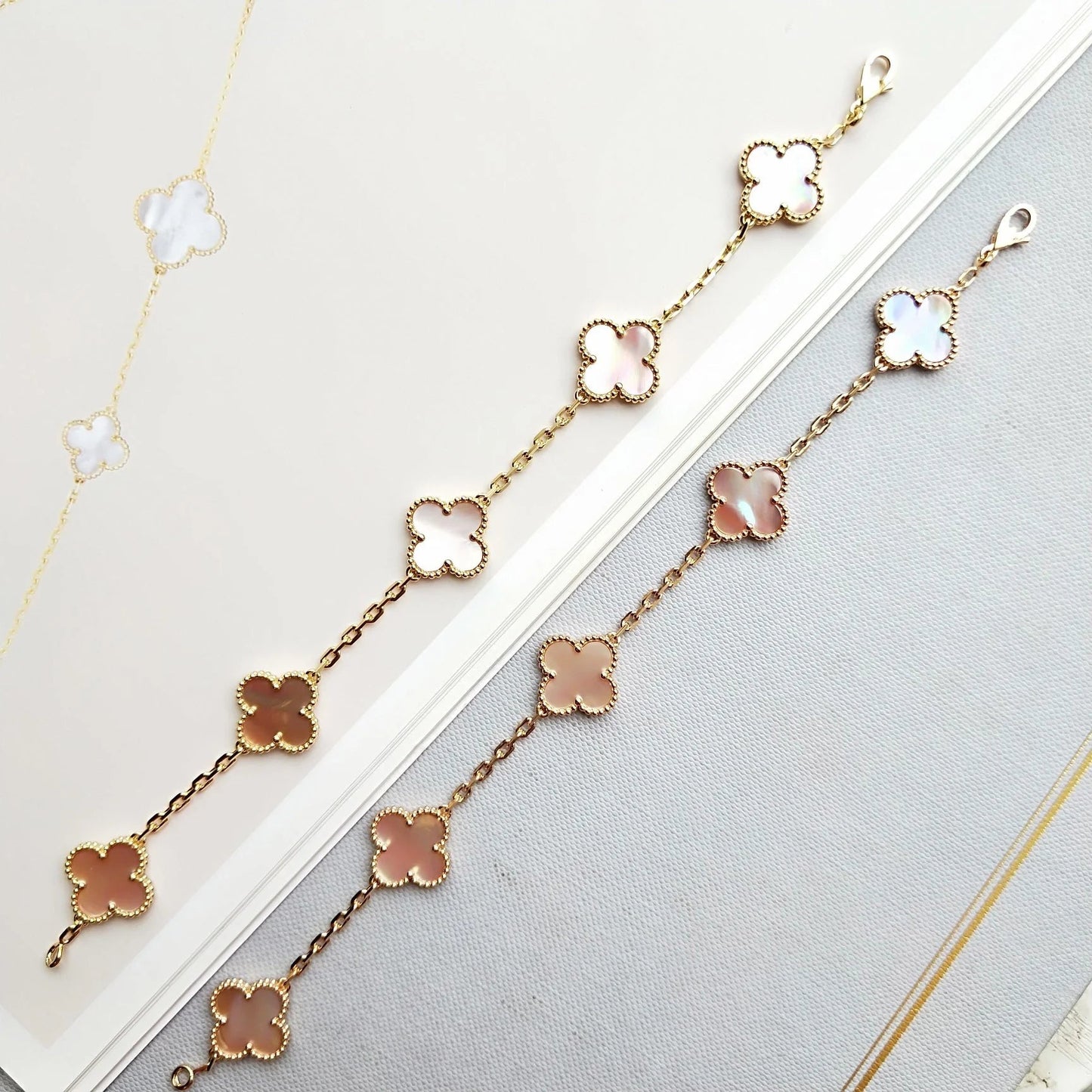 [Angela Jewellery]CLOVER 5 PINK MOP BRACELET