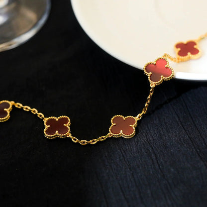 [Angela Jewellery]CLOVER 5 MOTIFS RED AGATE  BRACELET