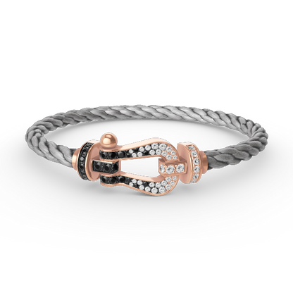 [Angela Jewellery]FORCE LARGE HORSESHOE BLACK WHITE DIAMOND BRACELET ROSE GOLD