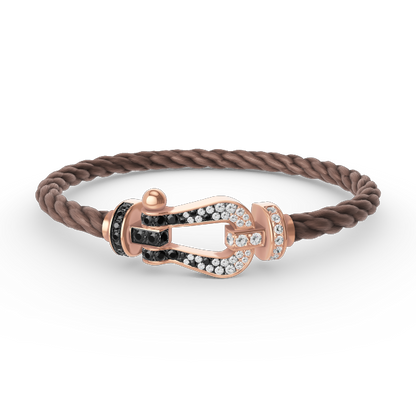 [Angela Jewellery]FORCE LARGE HORSESHOE BLACK WHITE DIAMOND BRACELET ROSE GOLD