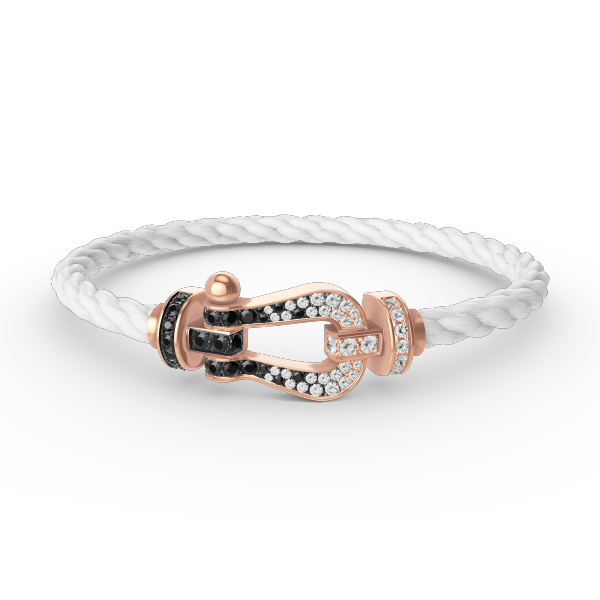[Angela Jewellery]FORCE LARGE HORSESHOE BLACK WHITE DIAMOND BRACELET ROSE GOLD