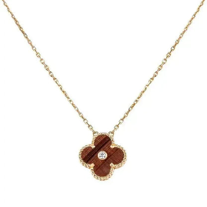 [Angela Jewellery]CLOVER 15MM DIAMOND AND YELLOW TIGER'S EYE AGATE necklace