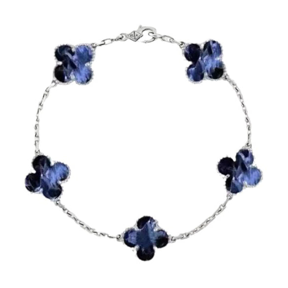 [Angela Jewellery]CLOVER 5 MOTIF PIETERSITE SILVER BRACELET