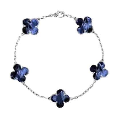 [Angela Jewellery]CLOVER 5 MOTIF PIETERSITE SILVER BRACELET