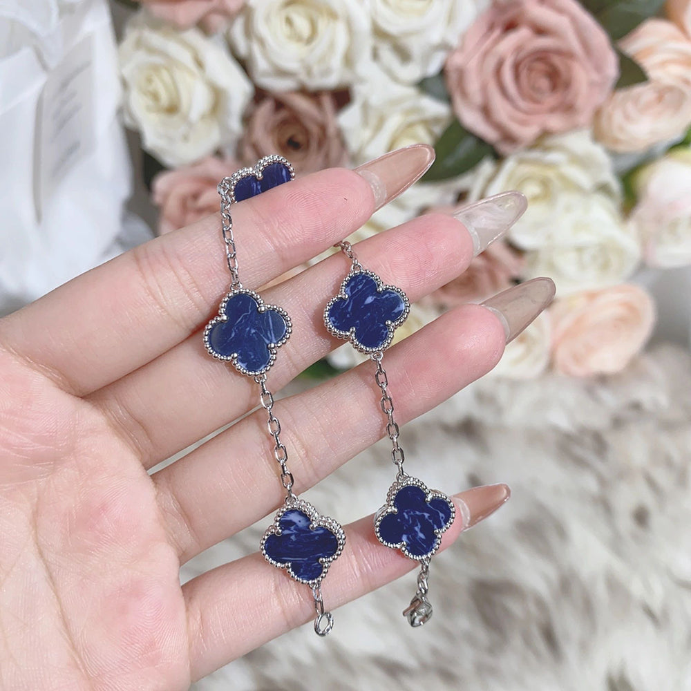 [Angela Jewellery]CLOVER 5 MOTIF PIETERSITE SILVER BRACELET