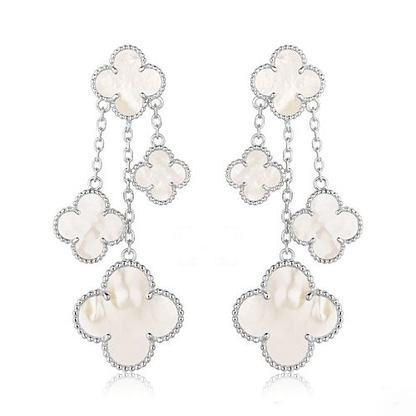 [Angela Jewellery]CLOVER EARRINGS WHITE MOP 4 MOTIFS SILVER