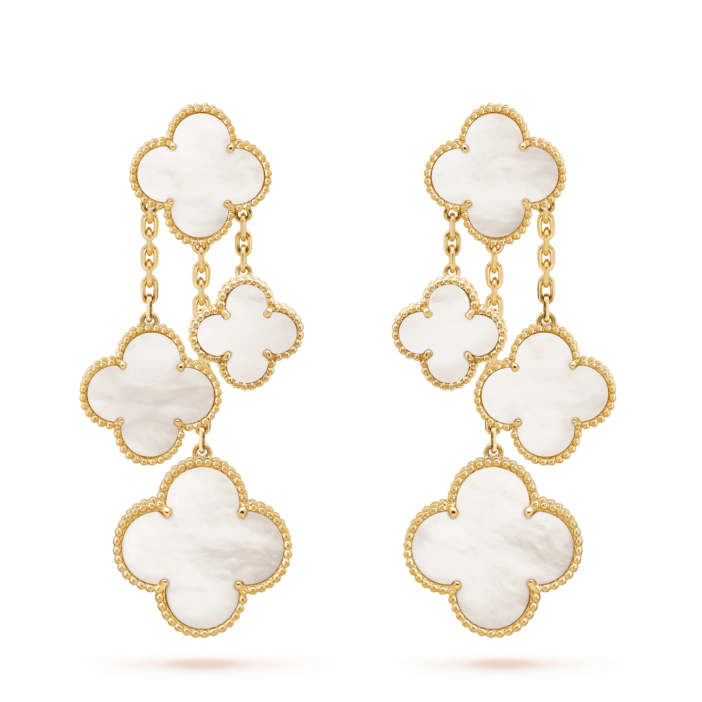 [Angela Jewellery]CLOVER EARRINGS WHITE MOP 4 MOTIFS GOLD