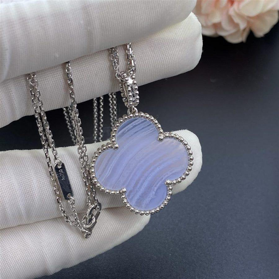 [Angela Jewellery]CLOVER SILVER CHALCEDONY BIG CLOVER NECKLACE