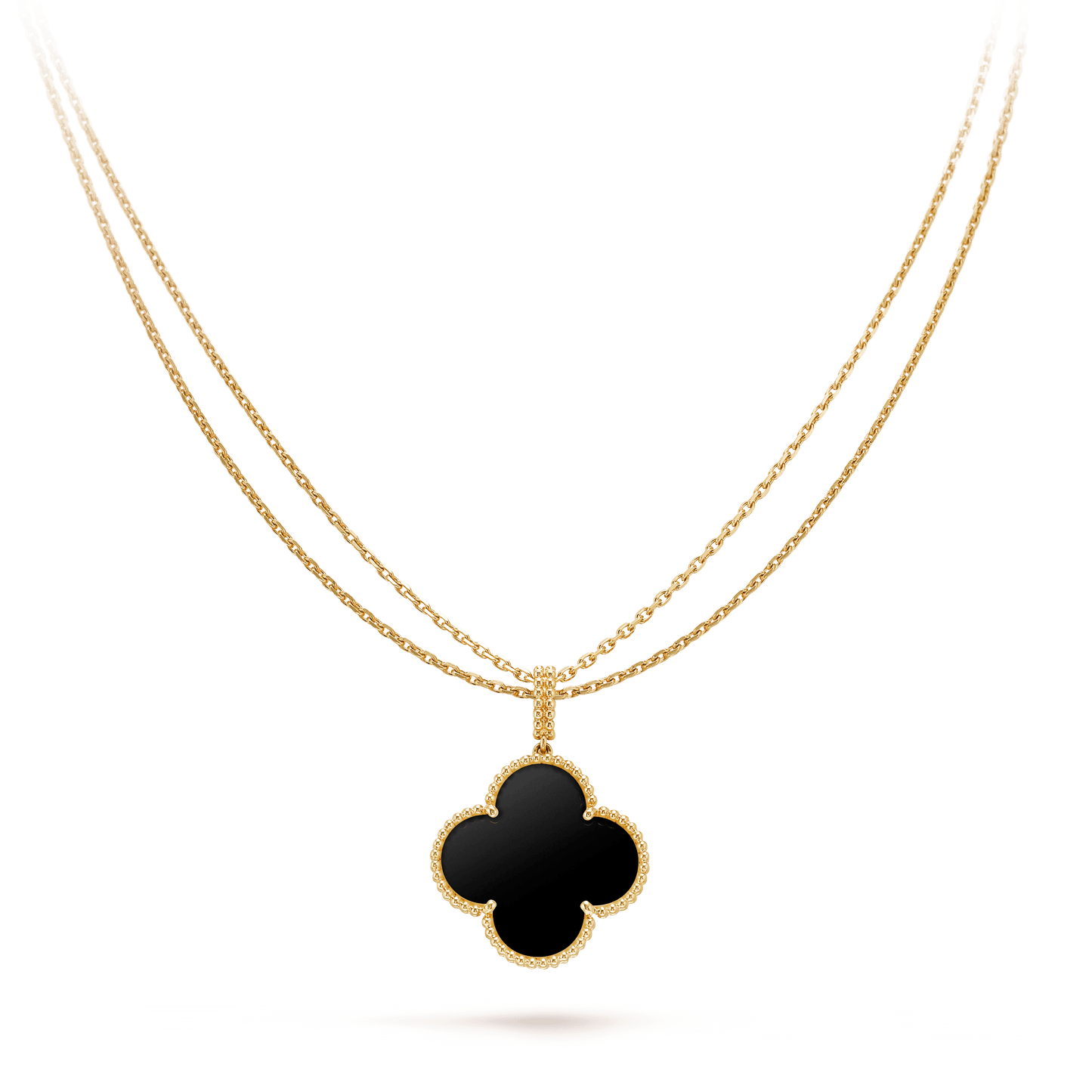 [Angela Jewellery]CLOVER 25MM GOLD ONYX BIG CLOVER NECKLACE