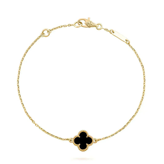 [Angela Jewellery]CLOVER ONYX SINGLE FLOWER BRACELET