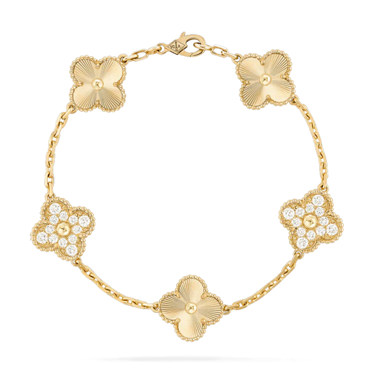 [Angela Jewellery]CLOVER BRACELET 5 MOTIFS GOLD DIAMOND