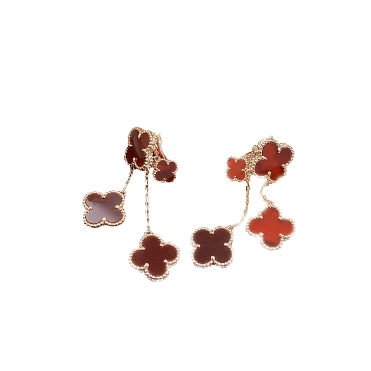 [Angela Jewellery]CLOVER EARRINGS CARNELIAN 4 MOTIFS PINK GOLD