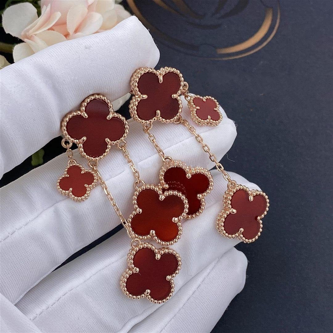 [Angela Jewellery]CLOVER EARRINGS CARNELIAN 4 MOTIFS PINK GOLD