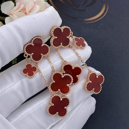 [Angela Jewellery]CLOVER EARRINGS CARNELIAN 4 MOTIFS PINK GOLD