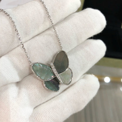 [Angela Jewellery]LARGE BUTTERFLY SILVER PENDANT DIAMOND NECKLACE