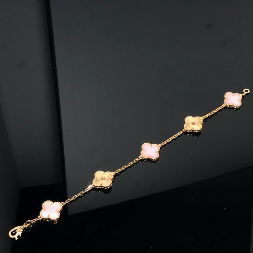 [Angela Jewellery]CLOVER BRACELET 5 MOTIF PINK AND PINK GOLD
