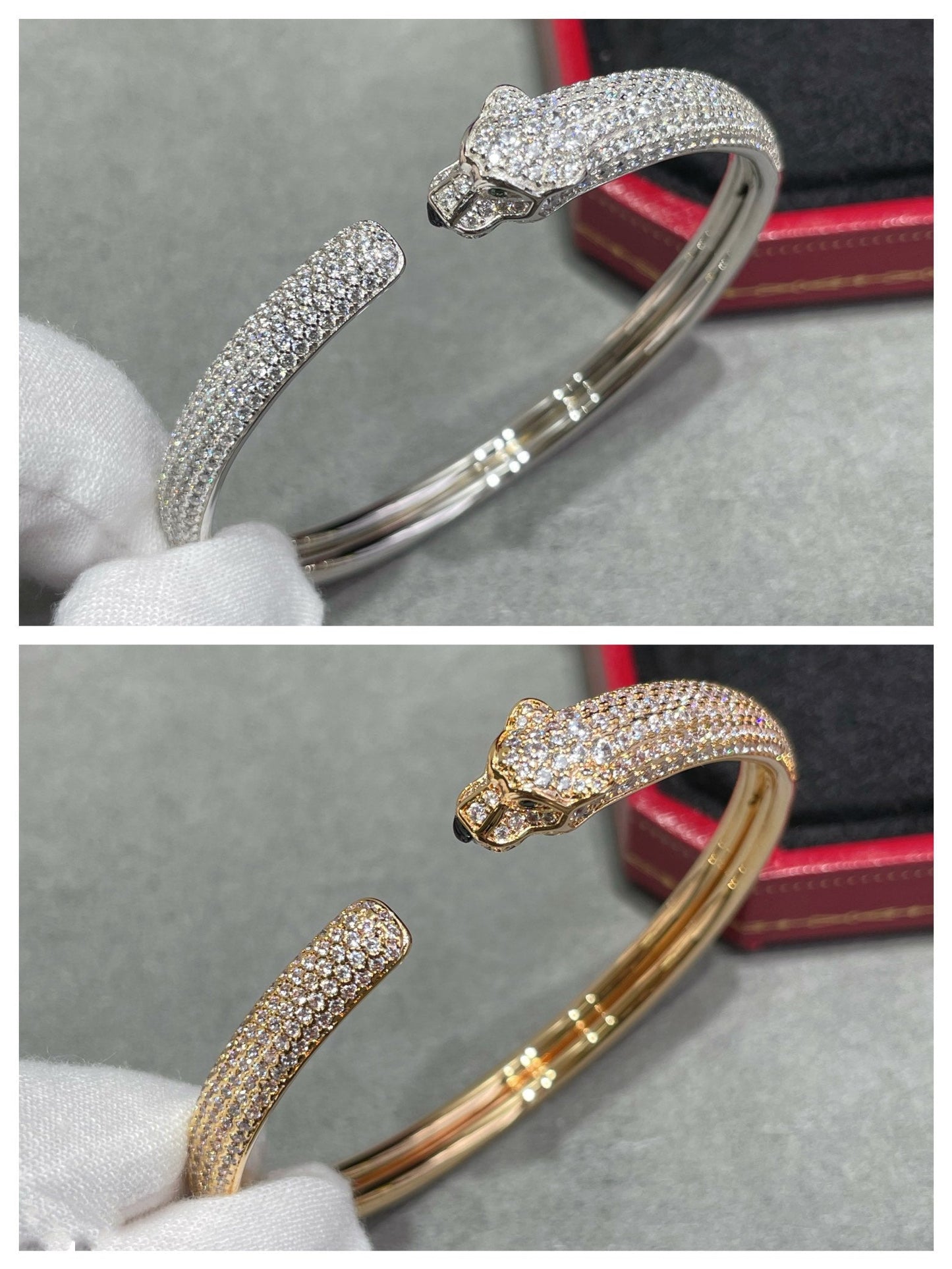 [Angela Jewellery]PANTHERE FULL DIAMOND OPEN BRACELET
